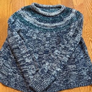 Hollister Blue and Gray Cowl Neck Sweater